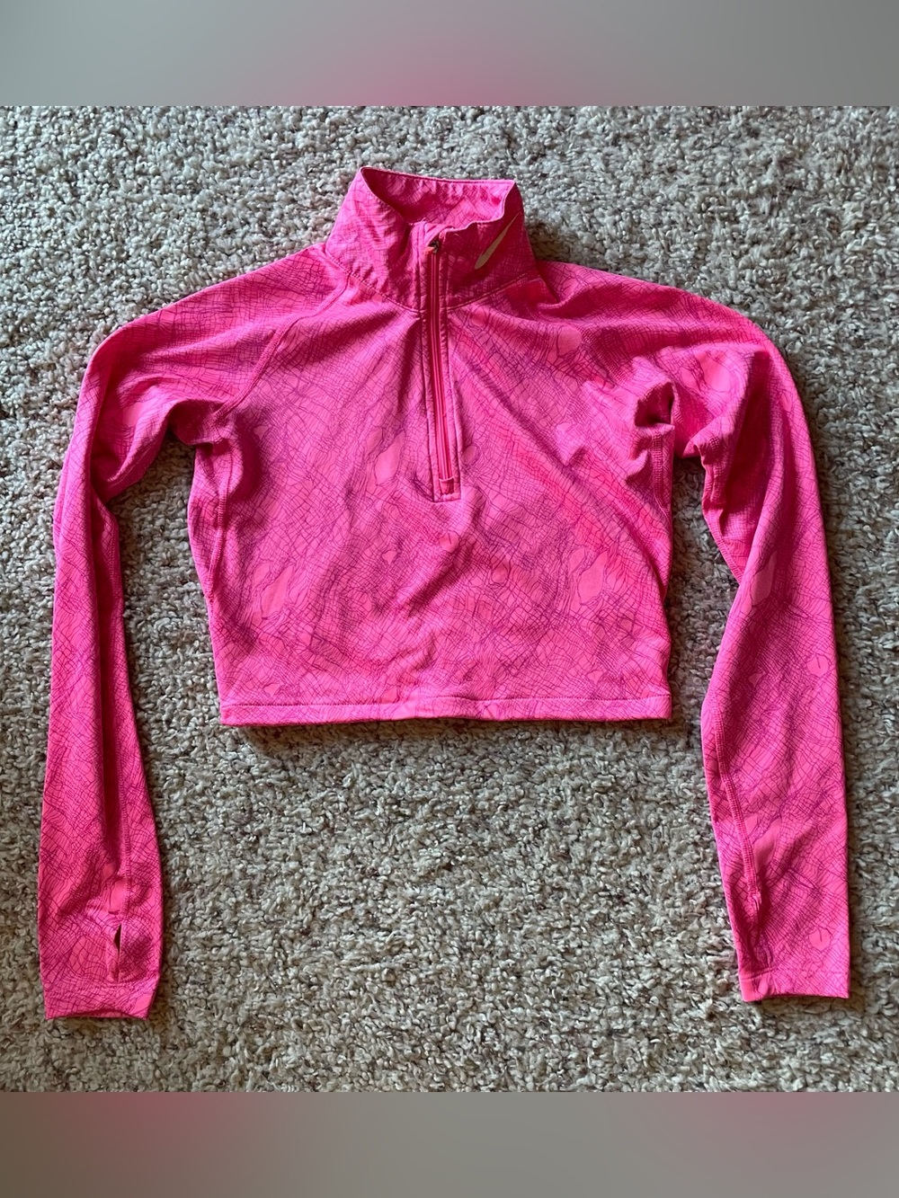 NIKE Women’s Pink Quarter-Zip Long Sleeve Crop Jacket Size XS